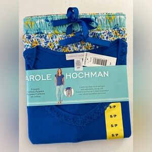 Midnight by Carole Hochman Royal Blue Top with Teal Floral Pants Pajama Set